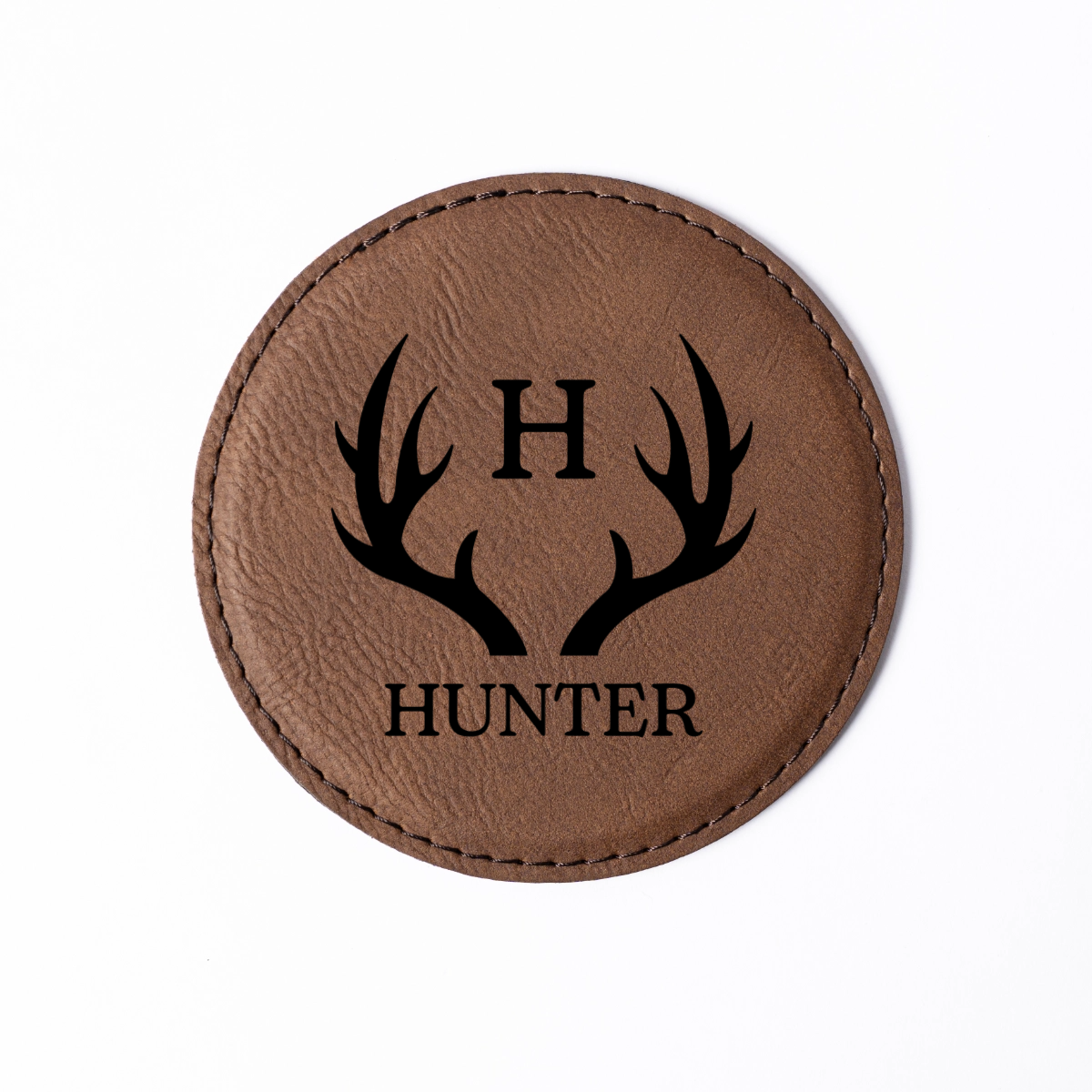 Customized Dark Brown Leather Round Coaster Set
