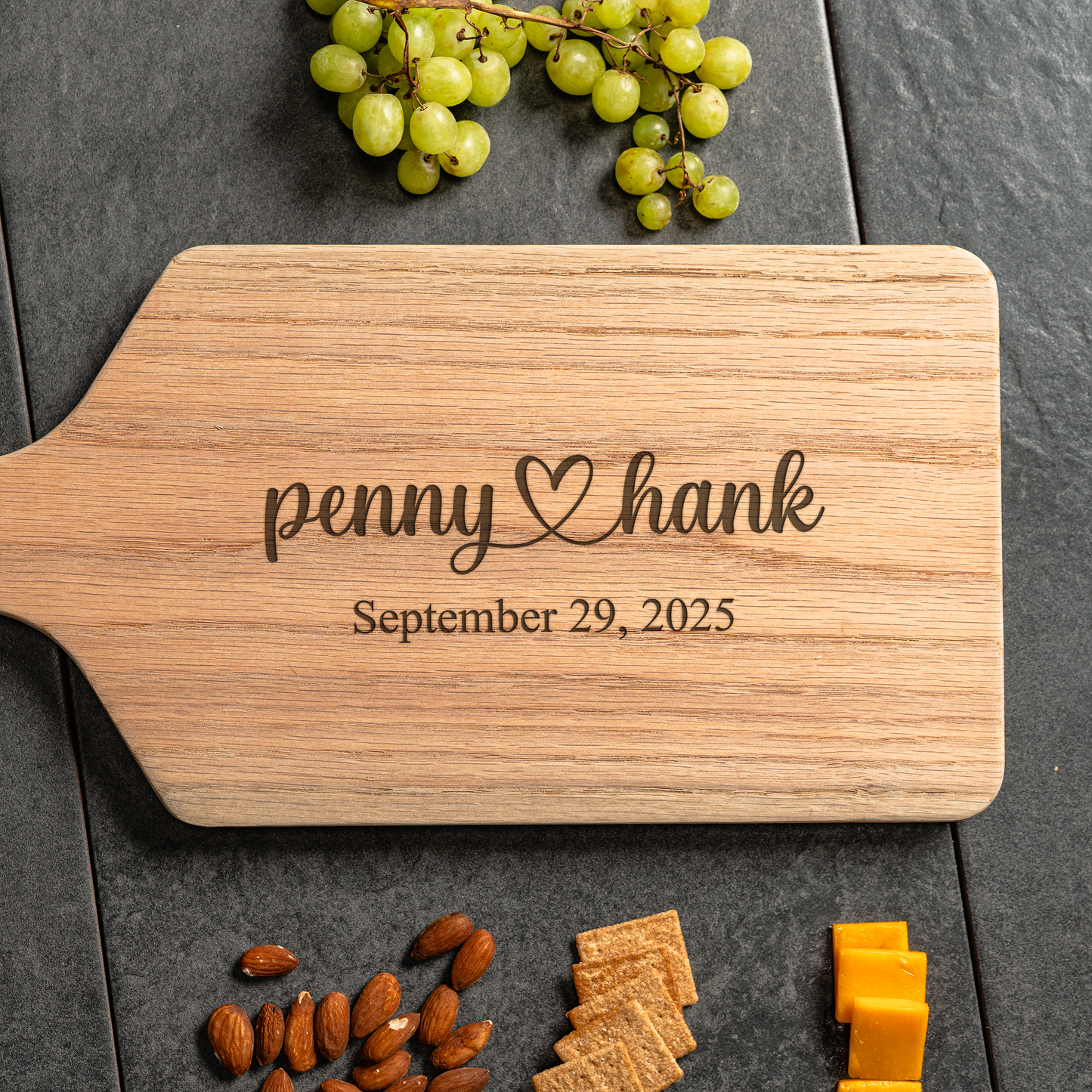 Customized Large Paddle Cutting Boards - Elegant Name & Date Designs