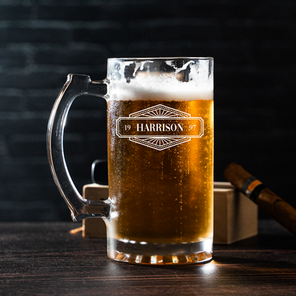 Set of 5 25oz Beer Mugs - Signature Designs Groomsmen Gift