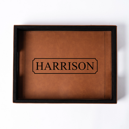 Customized Brown Leather Serving Tray
