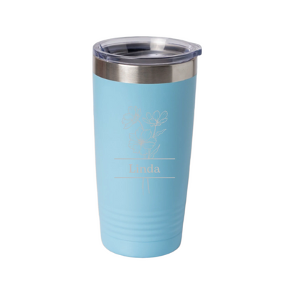 Customized Split Birth Floral 20oz Tumblers with Silver Lip