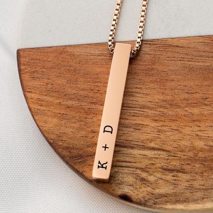 Custom Engraved Vertical Bar Necklace
