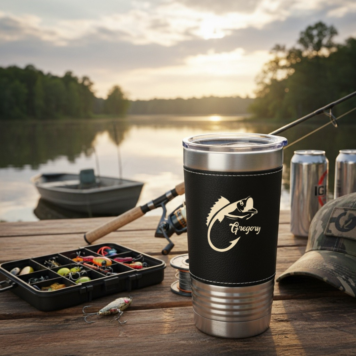 Fishing Designs Leather Wrapped Tumblers