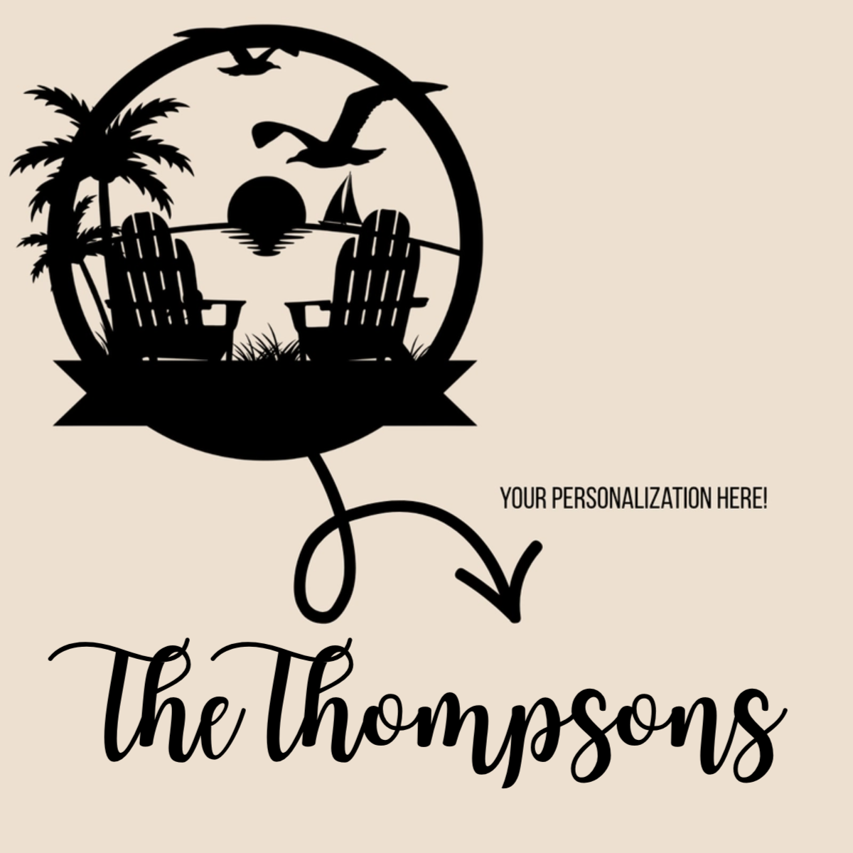 Customized Metal Sign Beach Design