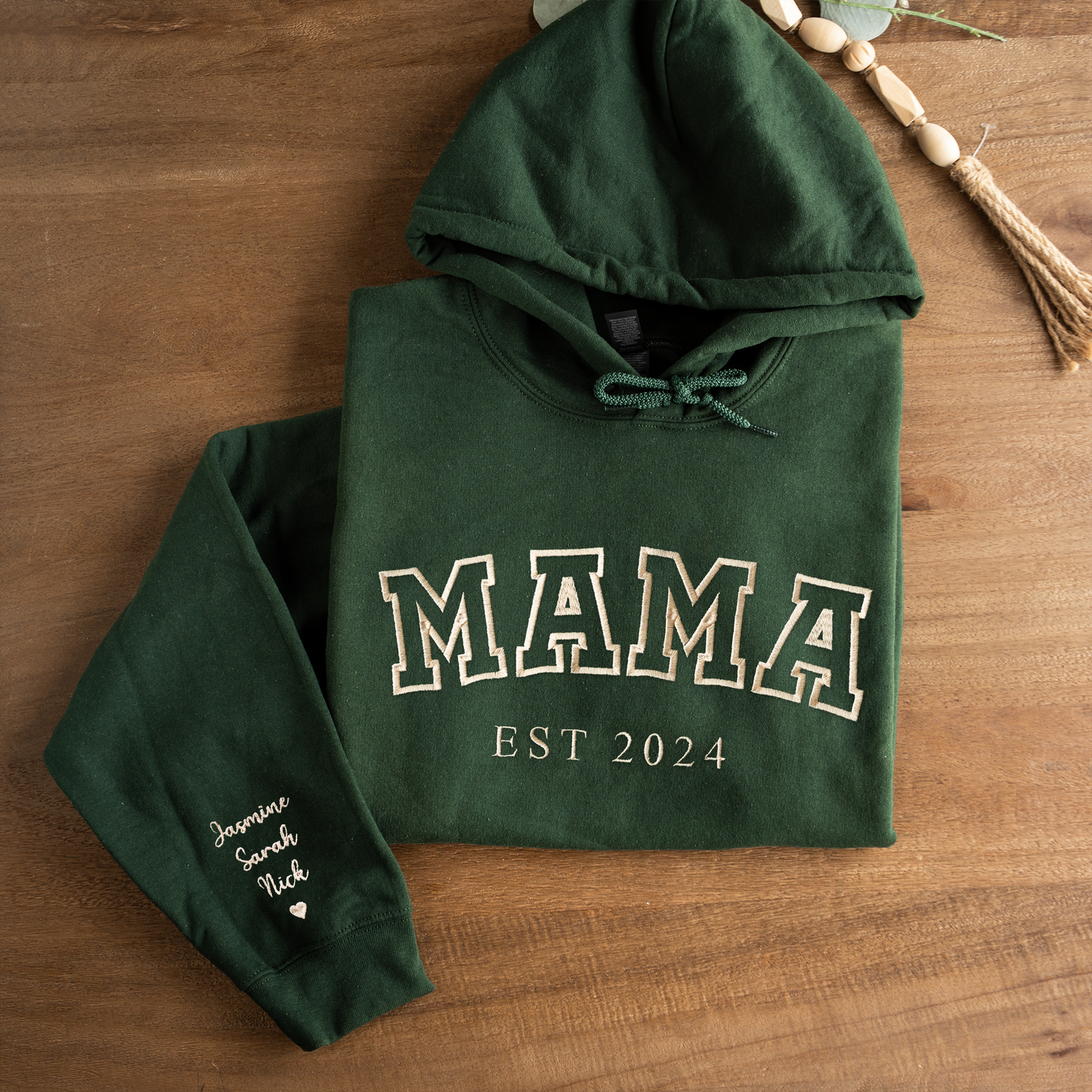 Customized Mama Hoodie with Names on Sleeve