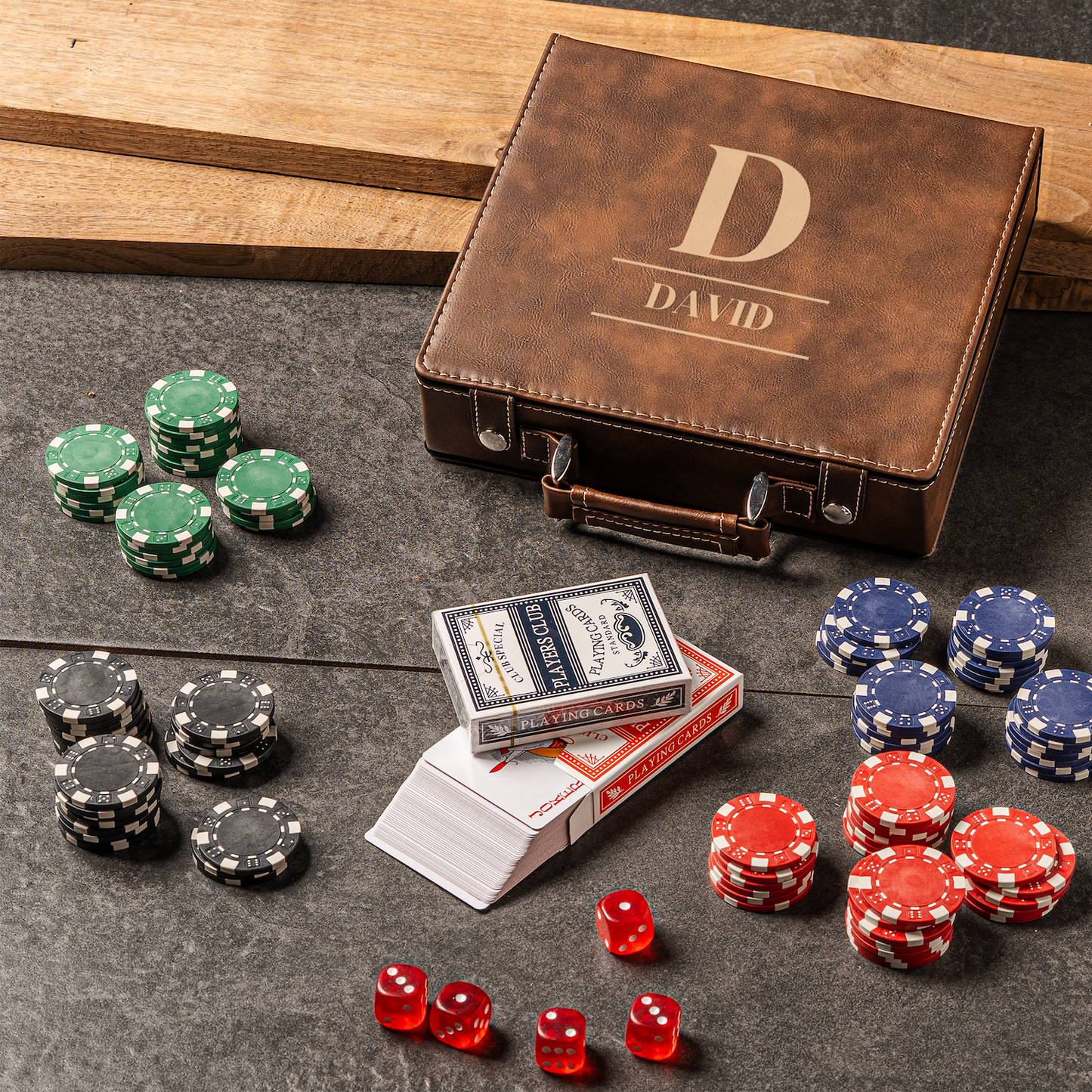 Customized Rustic Poker Set
