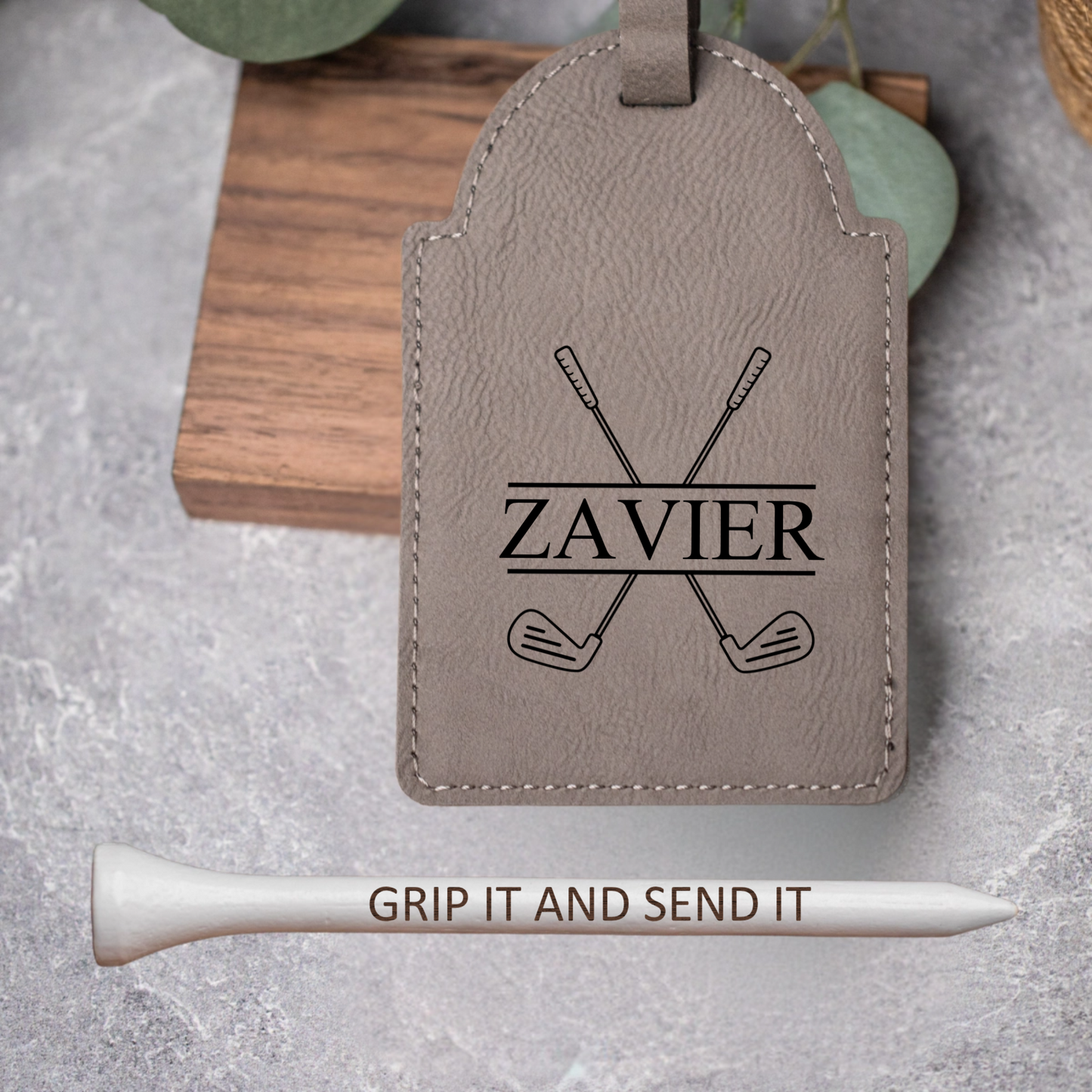 Customized Golf Bag Tag & Custom Engraved Tees