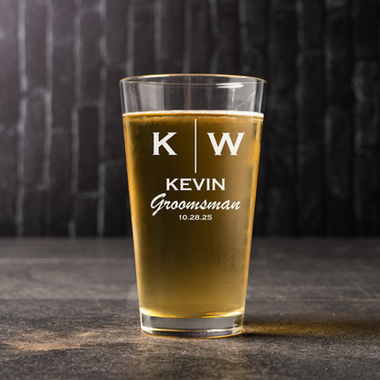 Customized Pint Glass - Wedding designs