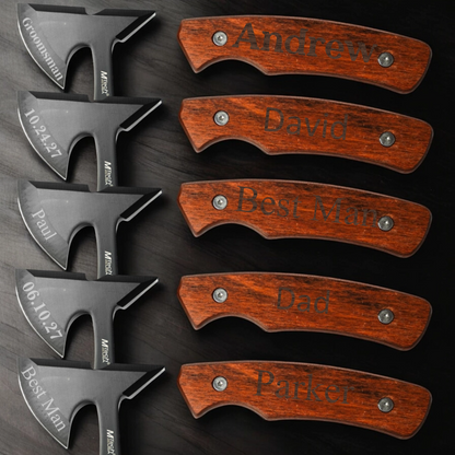 Set of 5 Engraved Axes - Groomsmen Gift
