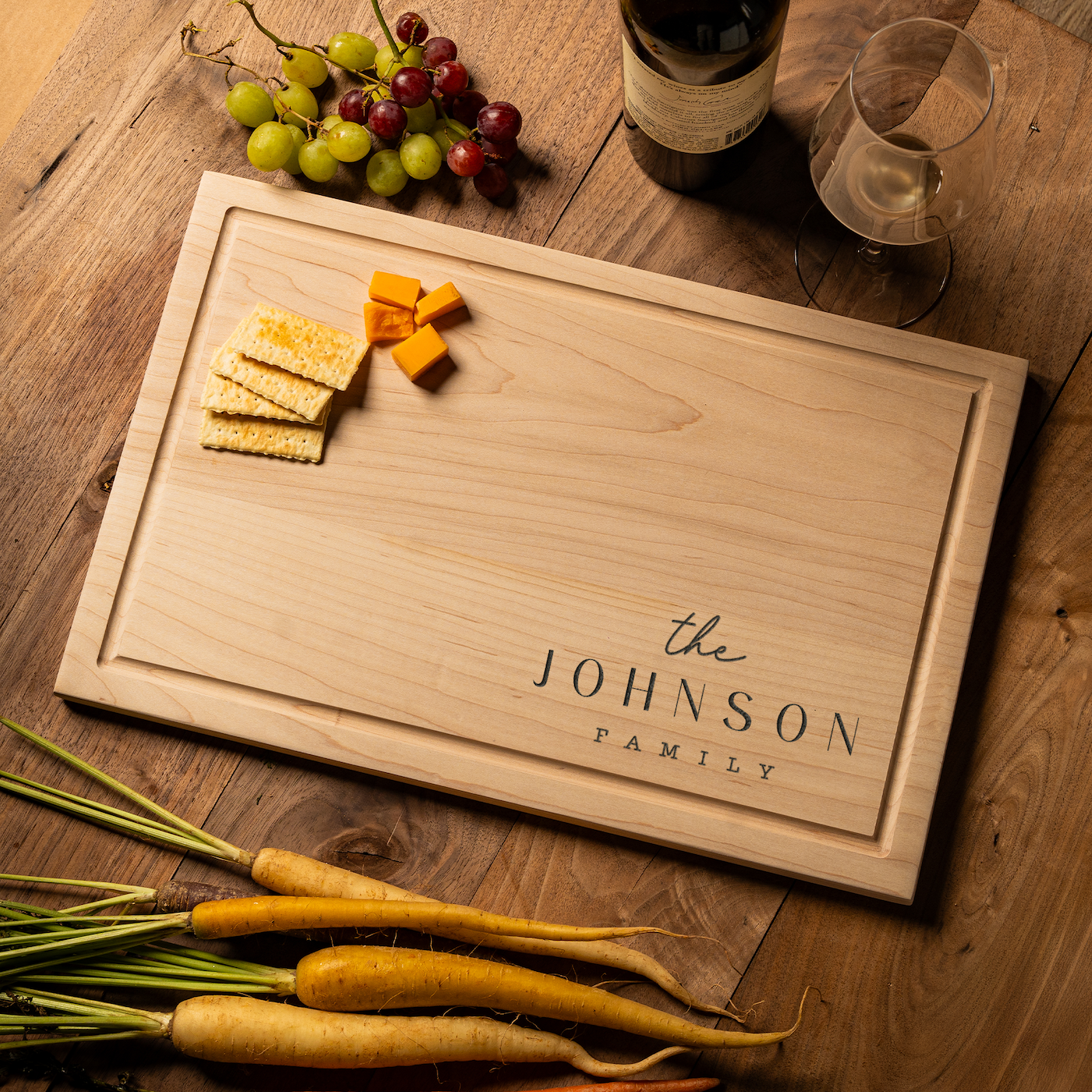 Customized Rectangle Cutting Boards - Elegant Name & Date Designs Bottom Right
