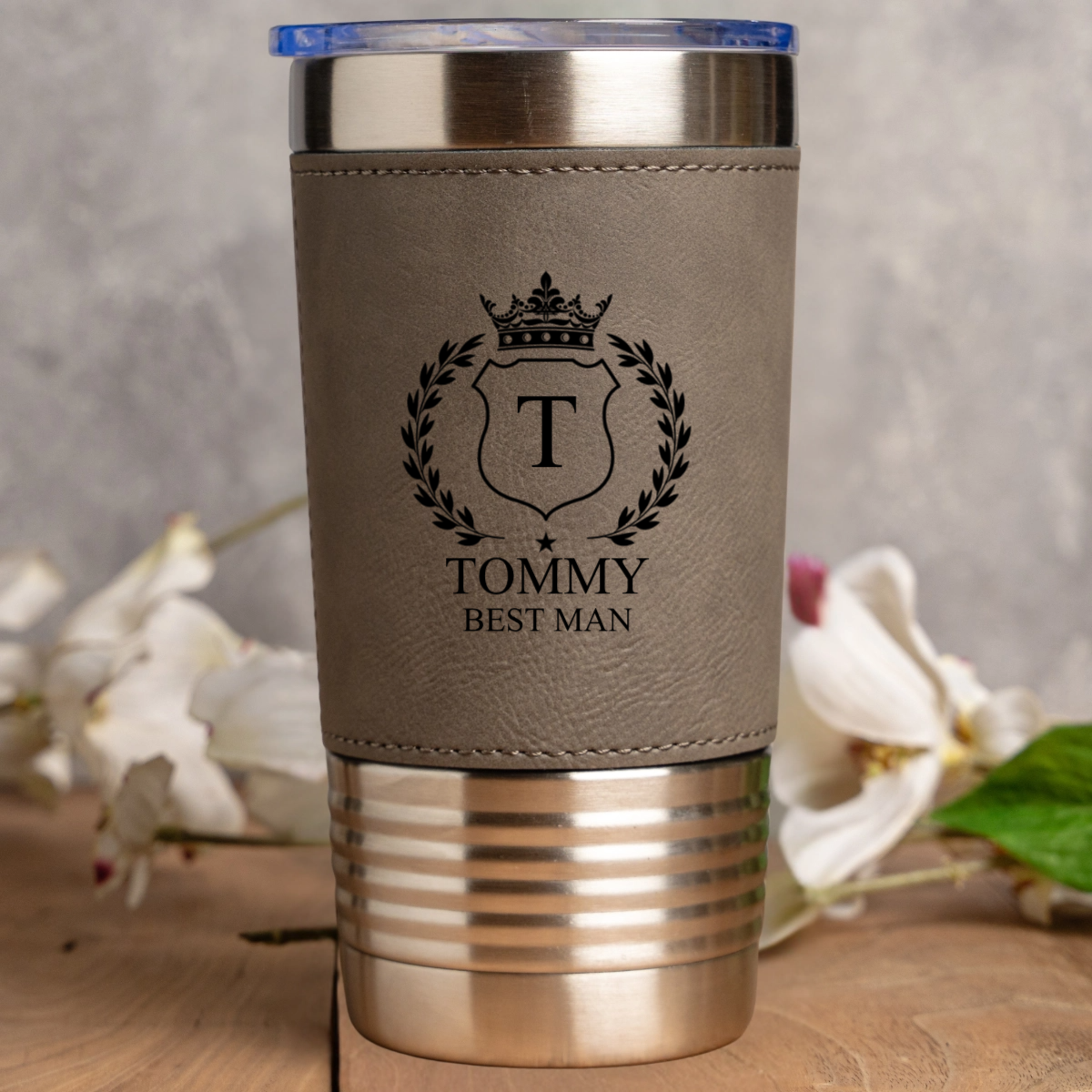 Customized Leather Wrapped Stainless Tumblers - Groomsmen, Bridesmaids, Best Man