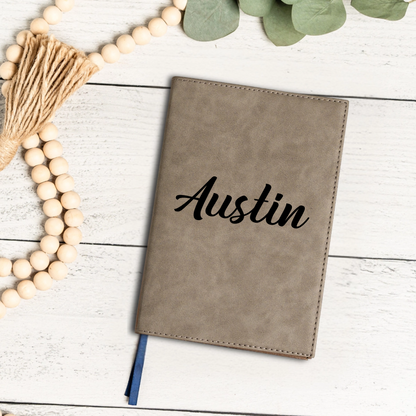 Customized Leather Journal with Name - Script