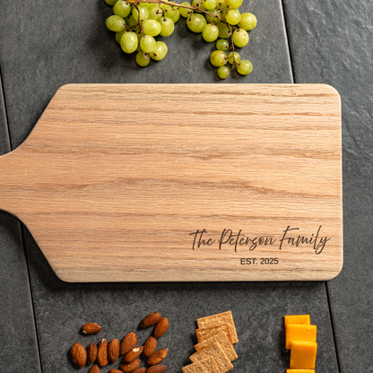 Customized Large Paddle Cutting Boards - Elegant Name & Date Designs