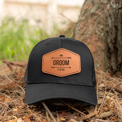Custom Groom & Groomsmen Hats- Leather Patch