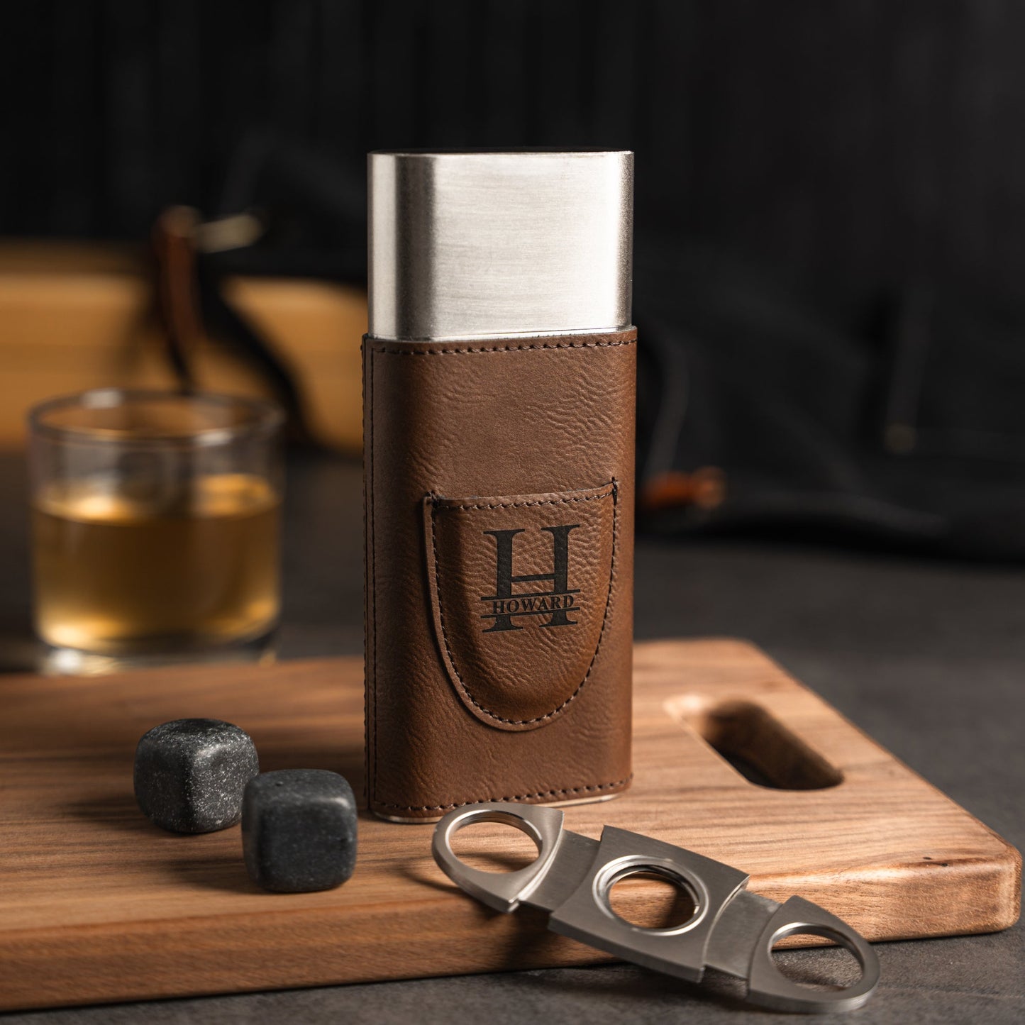 Customized Brown Cigar Holder