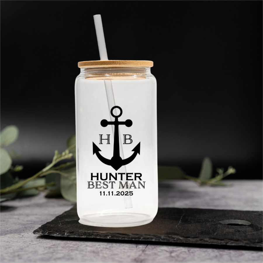 Customized Glass Cans - Groomsmen, Bridesmaids, Best Man