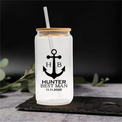 Customized Glass Cans - Groomsmen, Bridesmaids, Best Man