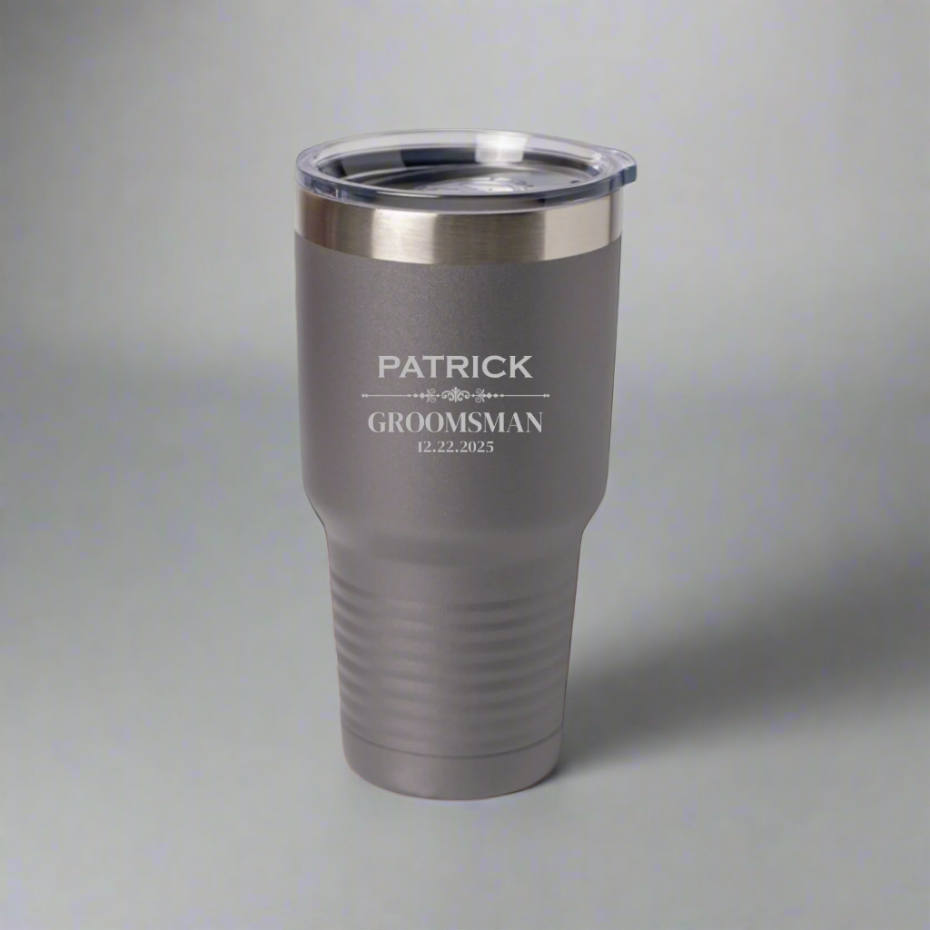 Customized 30oz Tumbler with Silver Lip - Groomsmen, Bridesmaids, Best Man