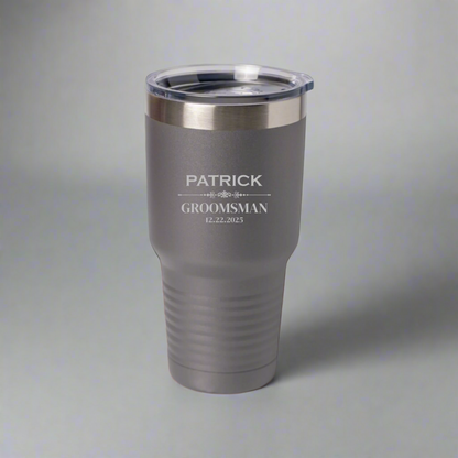 Customized 30oz Tumbler with Silver Lip - Groomsmen, Bridesmaids, Best Man