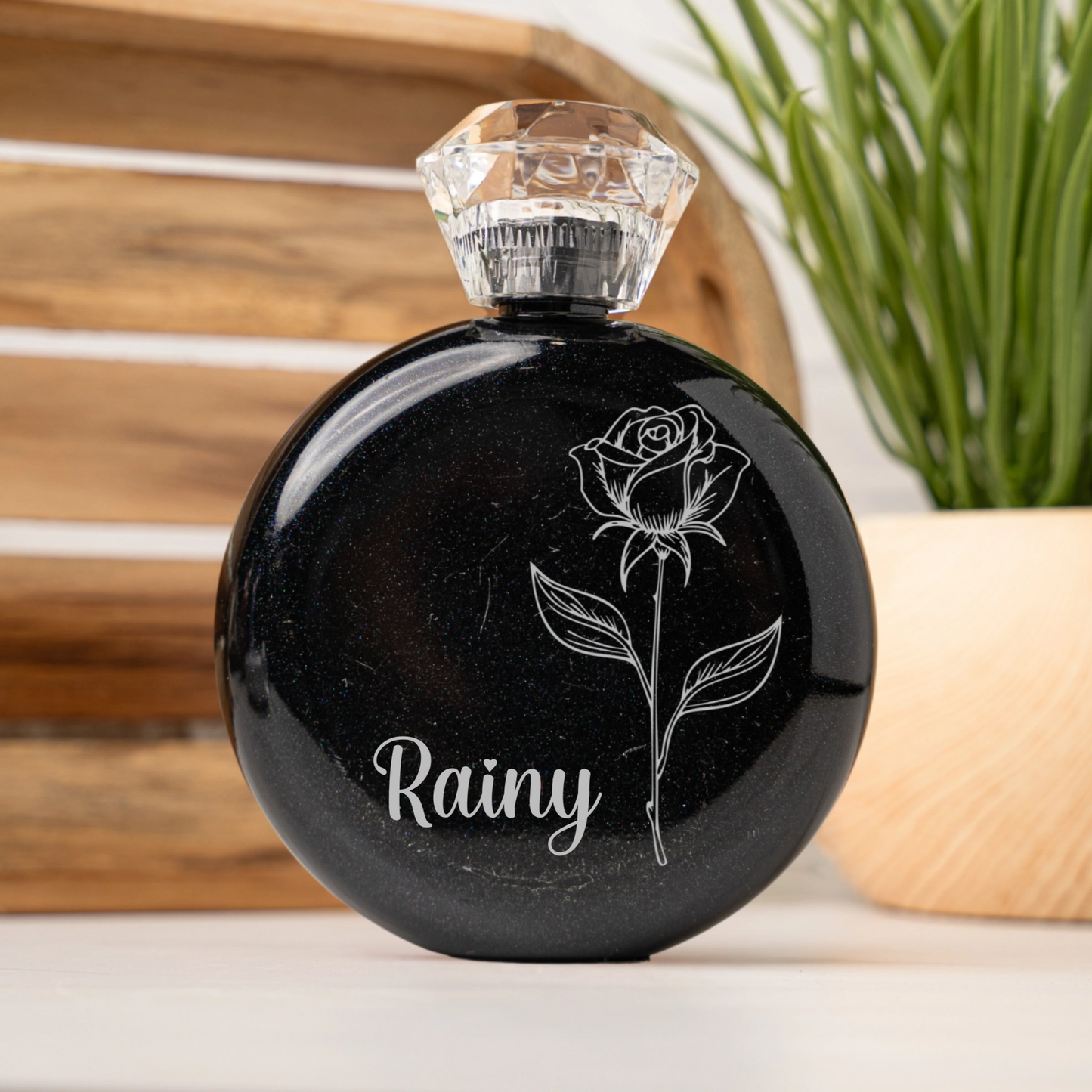 Personalized Birth Flower Glam Flask