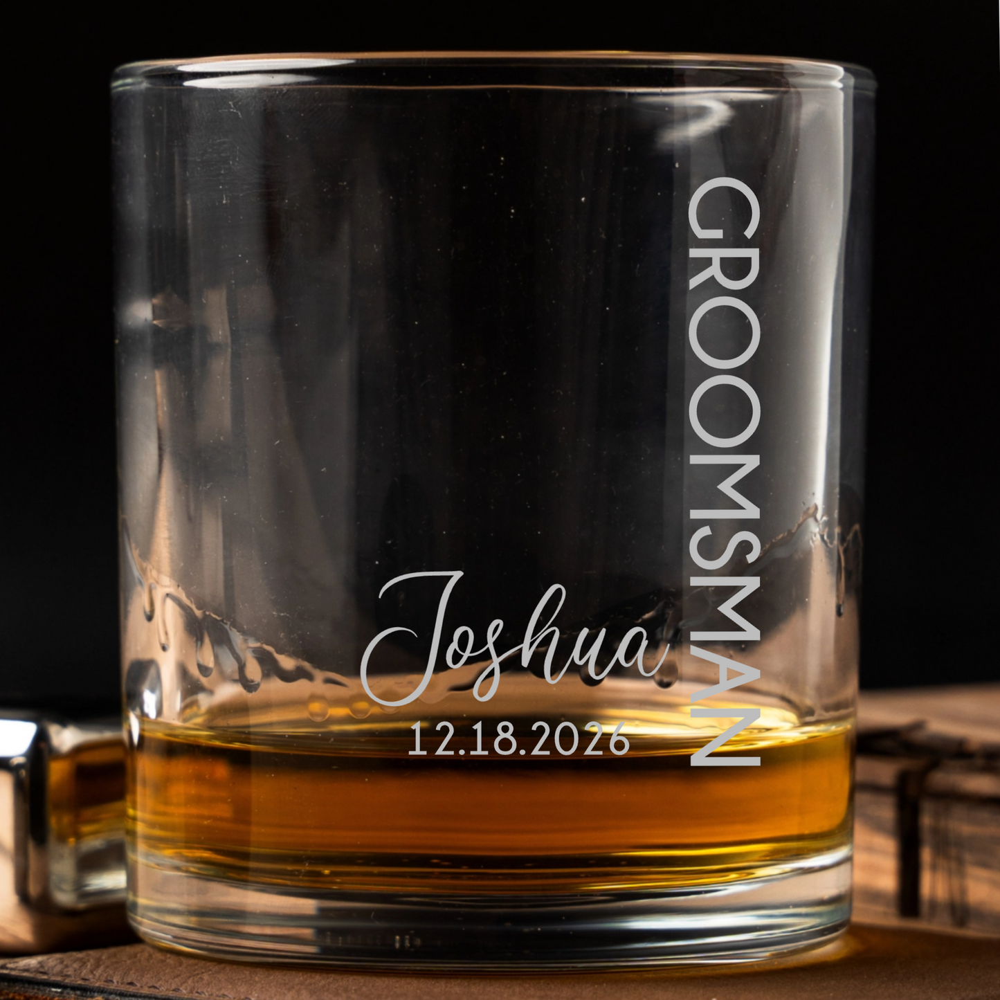 Custom Lowball Whiskey Glass - Groomsmen, Bridesmaids, Best Man