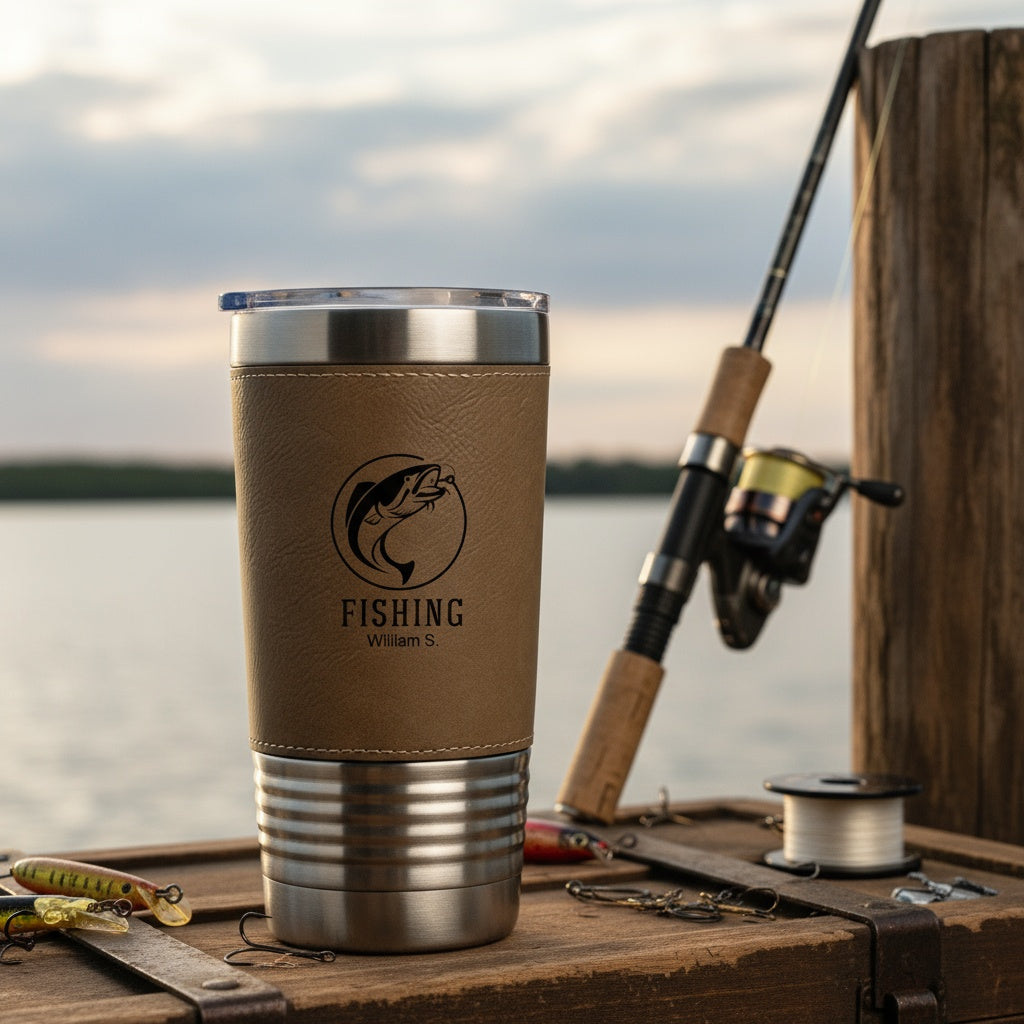 Fishing Designs Leather Wrapped Tumblers