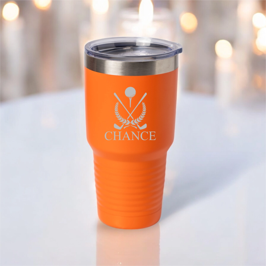 Customized 30oz Golf Tumbler with Silver Lip