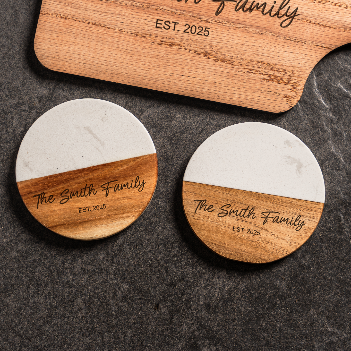 Customized Cutting Board & Coasters Gift Set