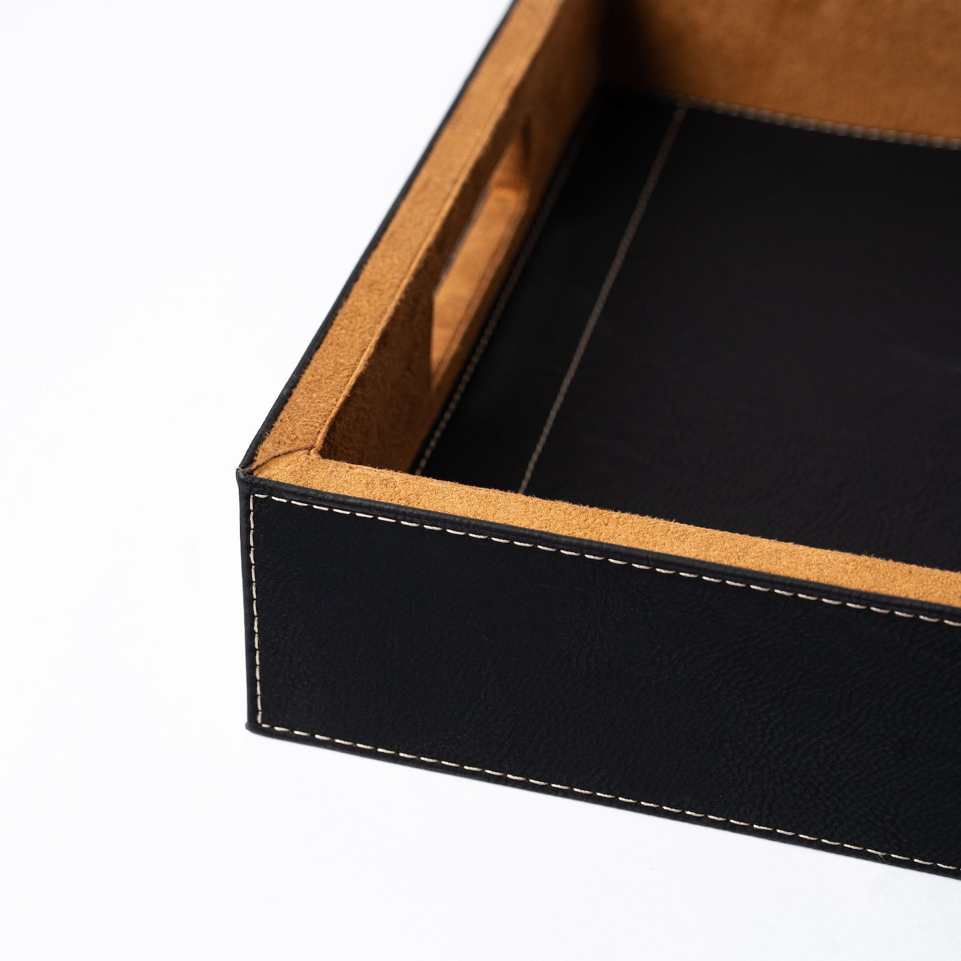 Customized Black Vegan Leather Serving Tray