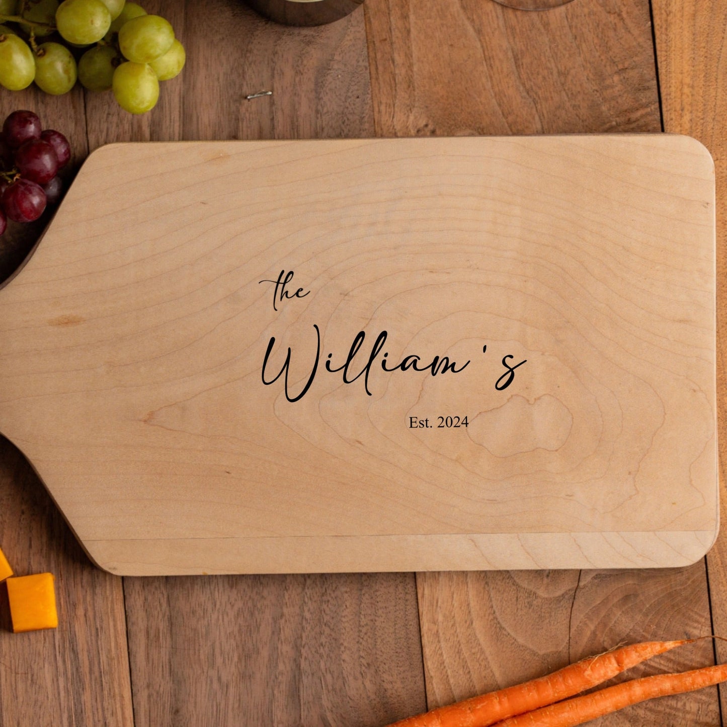 Customized Large Paddle Cutting Boards - Elegant Name & Date Designs