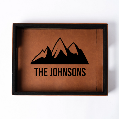 Customized Brown Leather Serving Tray