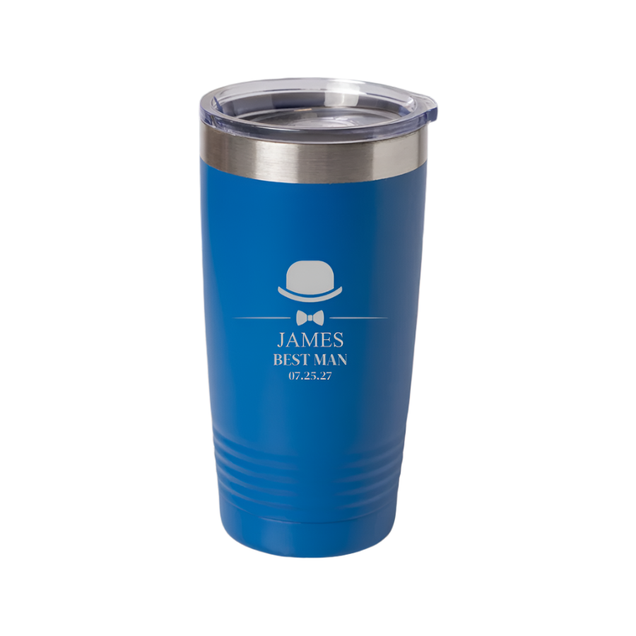 Customized 20oz Tumbler with Silver Lip - Groomsmen, Bridesmaids, Best Man