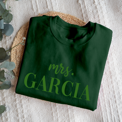 Customized Mrs. Sweatshirt with Initials on Sleeve