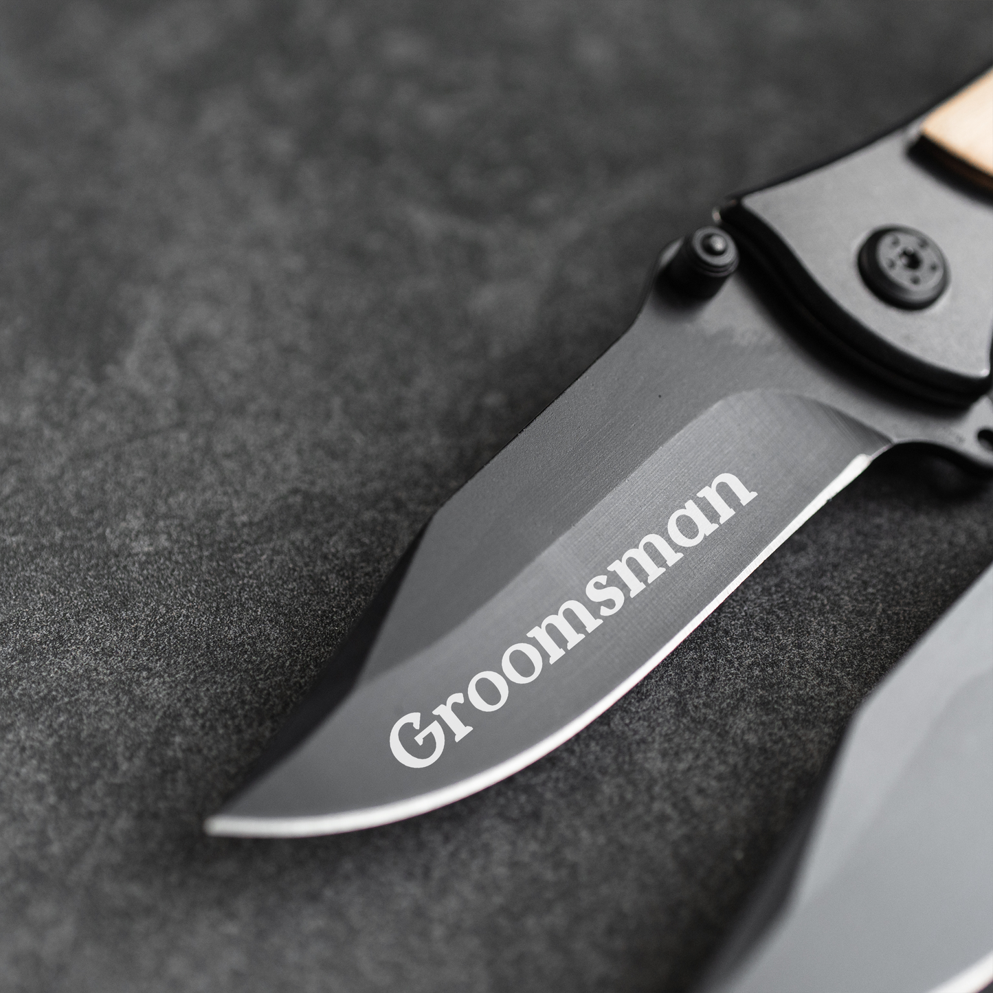 Customized Groomsmen Set of 5 Black Metal Knives