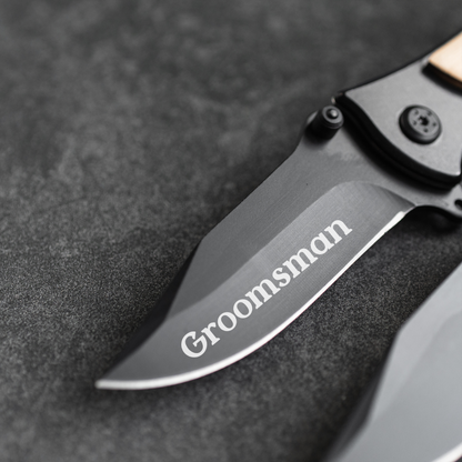 Customized Groomsmen Set of 5 Black Metal Knives