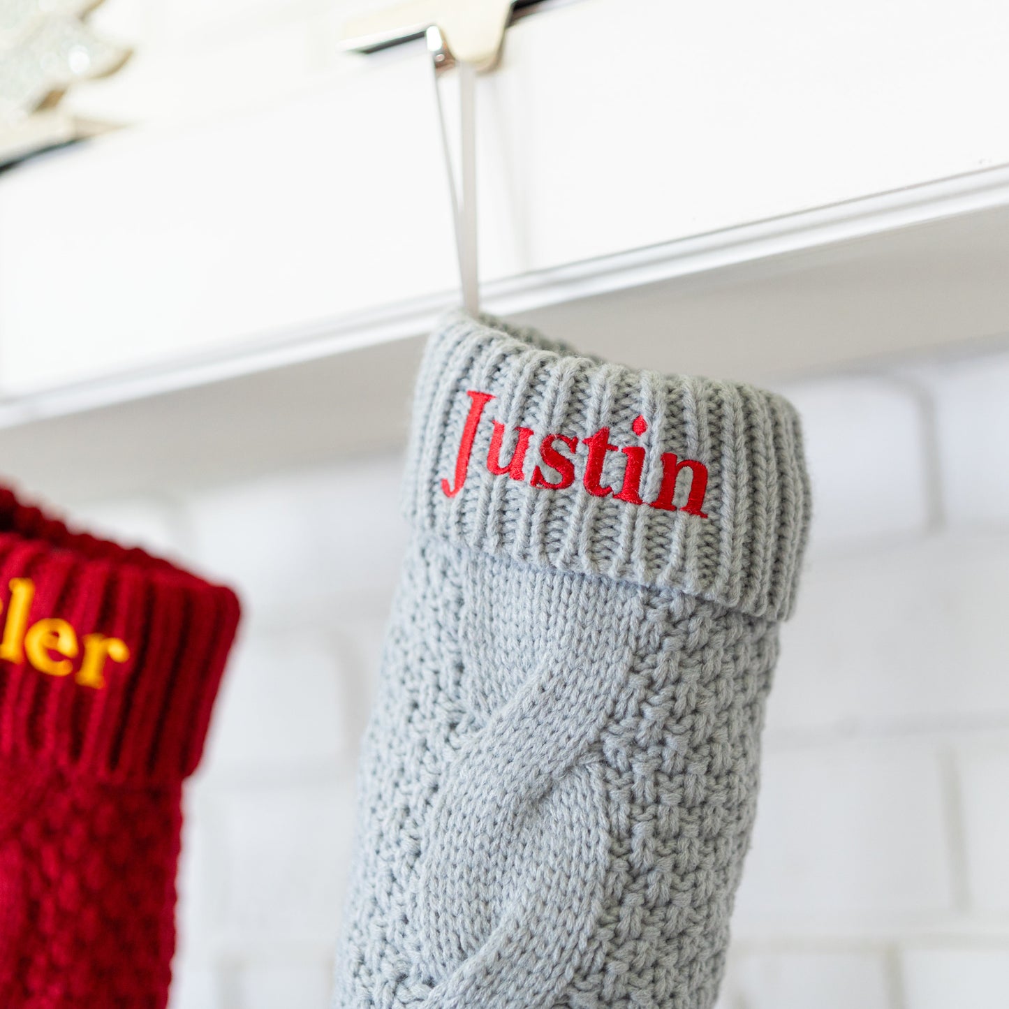 Custom Embroidered Cable Knit Christmas Stockings