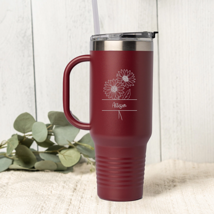 Customized 40oz Split Birth Flower Tumbler