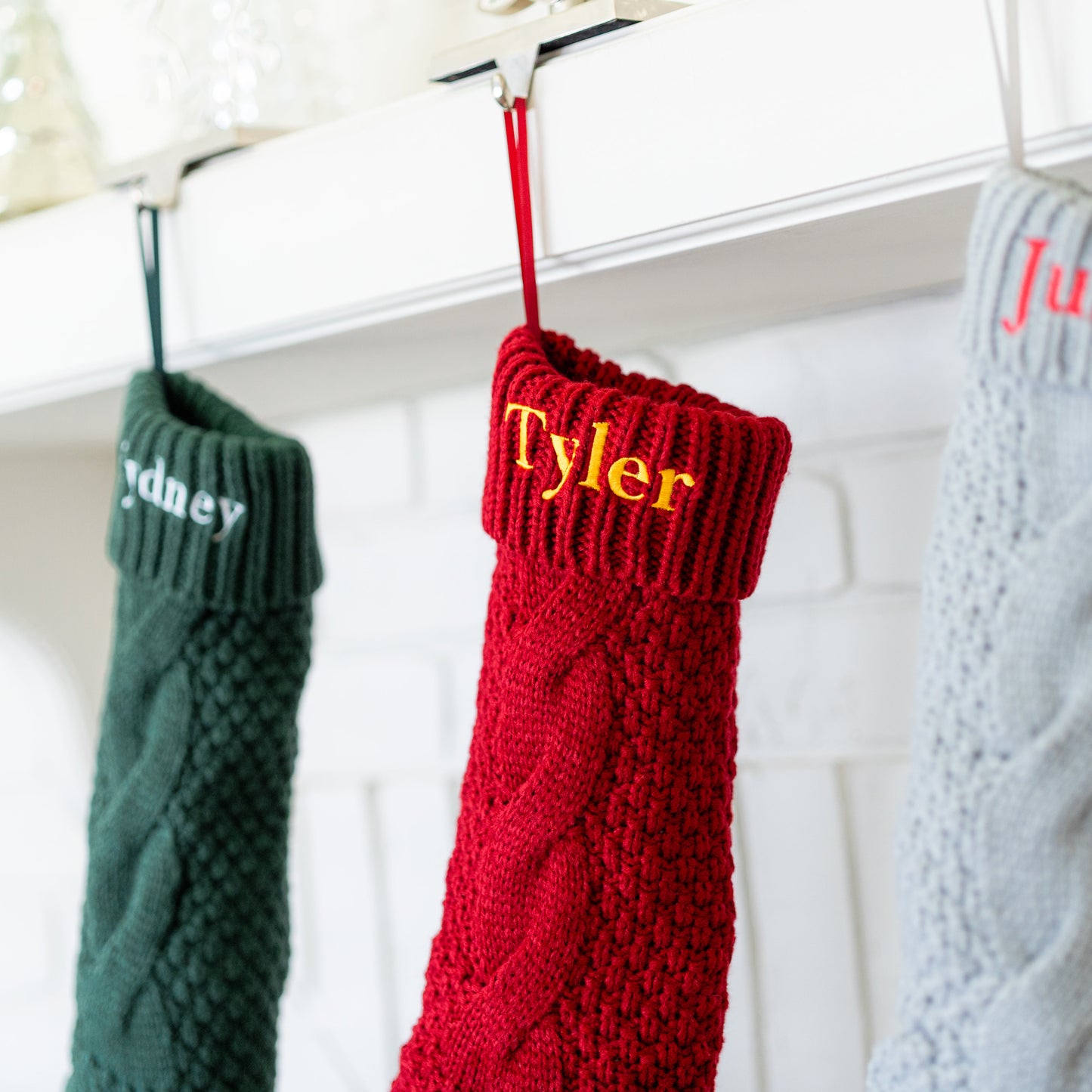 Custom Embroidered Cable Knit Christmas Stockings