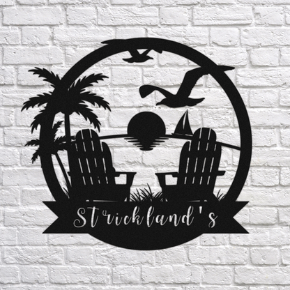 Customized Metal Sign Beach Design