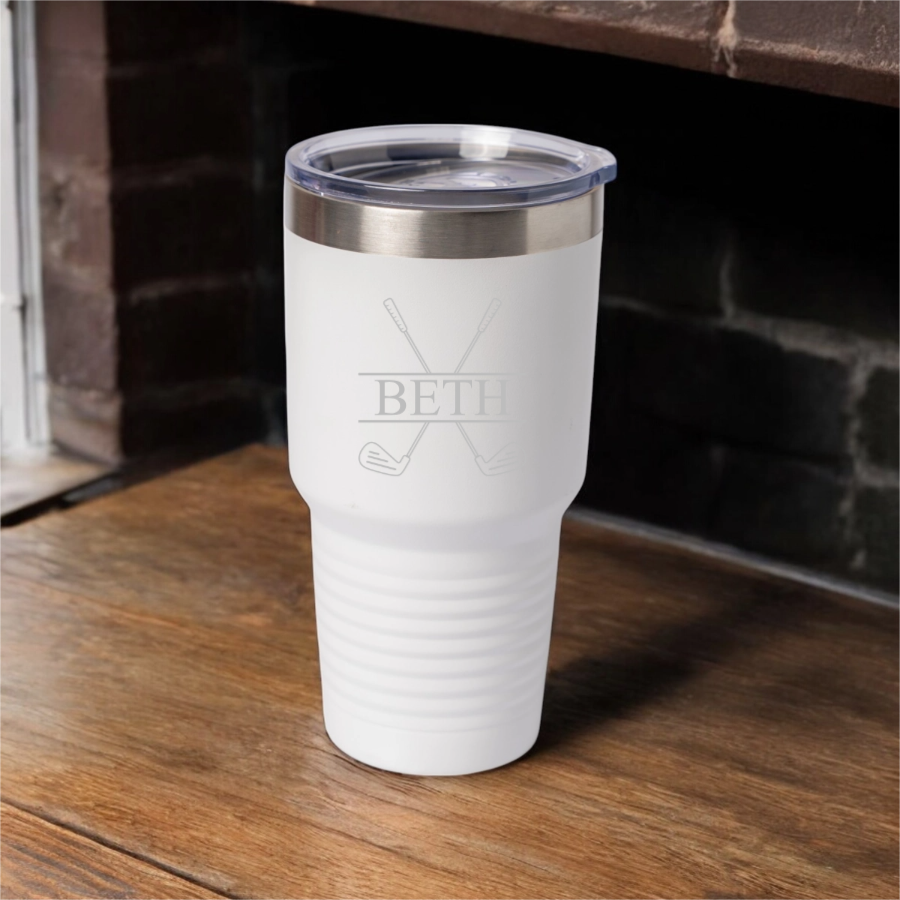 Customized 30oz Golf Tumbler with Silver Lip