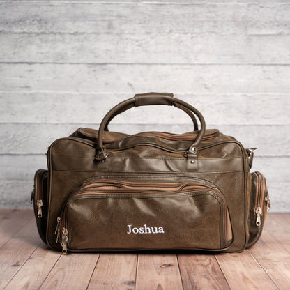 Customized Leather Weekender Duffle Bag