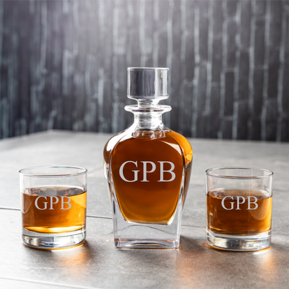 Customized Tudor Decanter Set with Whiskey Glasses