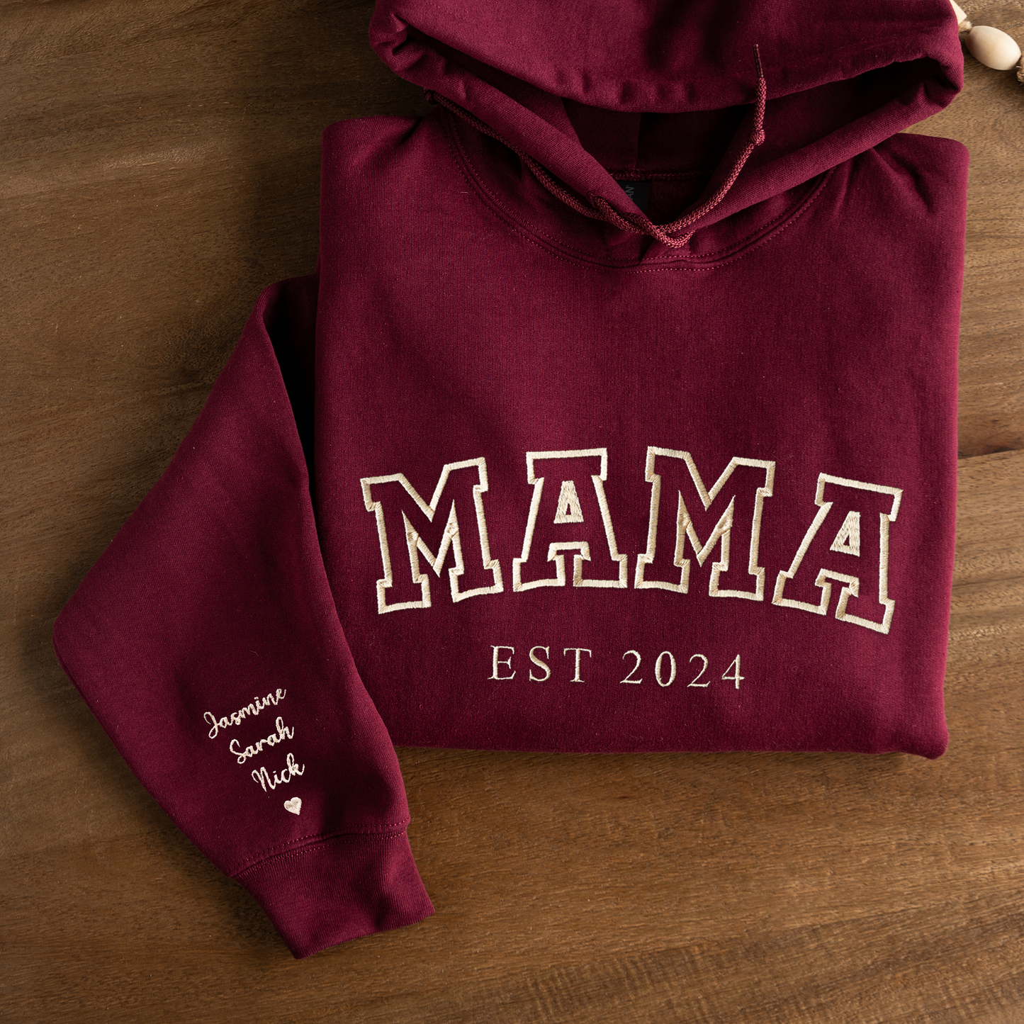 Customized Mama Hoodie with Names on Sleeve