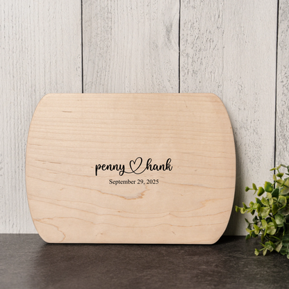 Customized Thin Oval Cutting Boards - Elegant Name & Date Designs